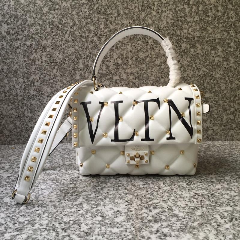 Valentino Shoulder Tote Bags VA0055 sheepskin VLTN with white and black lettering